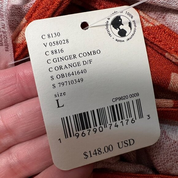 NWT Free People Lakeside Midi Dress Ginger Heart Print Ruched Side Slit Large - Picture 12 of 14